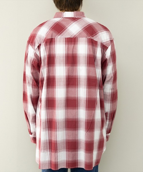 STYLEBLOCK(スタイルブロック)の「平織チェック柄長袖シャツ(BIGシルエット)(シャツ/ブラウス・メンズ・ネイビー/ブルー/レッド・M/L)」の10枚目の写真