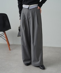 PUAL CE CIN | ウエスト折り返しデザインタックワイドパンツ(スラックス)