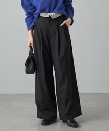 PUAL CE CIN | ウエスト折り返しデザインタックワイドパンツ(スラックス)