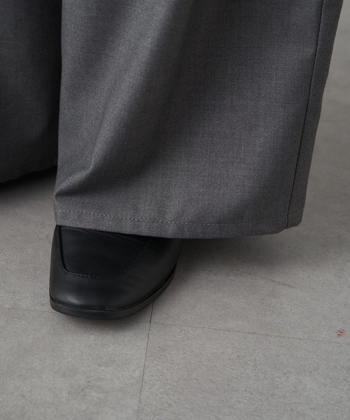 PUAL CE CIN（ピュアルセシン）の「ウエスト折り返しデザインタックワイドパンツ（スラックス・レディース・ブラック/グレー・FREE）」の17枚目の写真