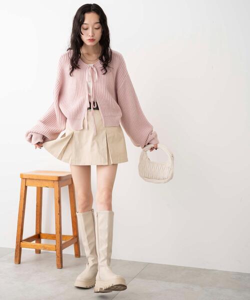 WEGO（ウィゴー）の「WEGO/ベルト付チノプリーツスカパン（スカート・レディース・ベージュ/ブラック・FREE）」の4枚目の写真