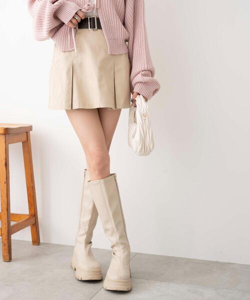 WEGO（ウィゴー）の「WEGO/ベルト付チノプリーツスカパン（スカート・レディース・ベージュ/ブラック・FREE）」の10枚目の写真