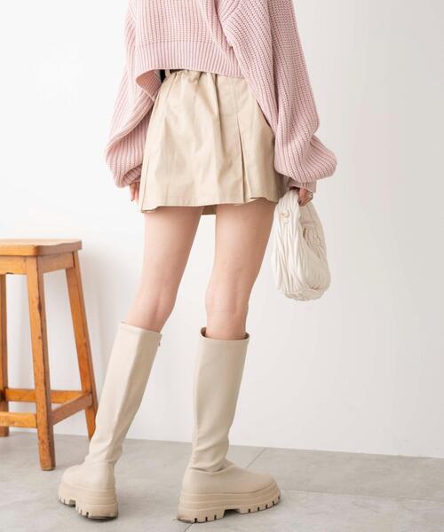 WEGO（ウィゴー）の「WEGO/ベルト付チノプリーツスカパン（スカート・レディース・ベージュ/ブラック・FREE）」の12枚目の写真