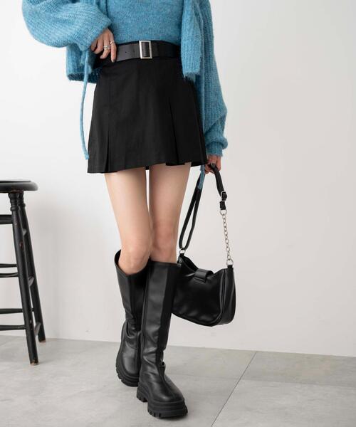 WEGO（ウィゴー）の「WEGO/ベルト付チノプリーツスカパン（スカート・レディース・ベージュ/ブラック・FREE）」の5枚目の写真