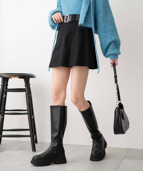 WEGO（ウィゴー）の「WEGO/ベルト付チノプリーツスカパン（スカート・レディース・ベージュ/ブラック・FREE）」の6枚目の写真