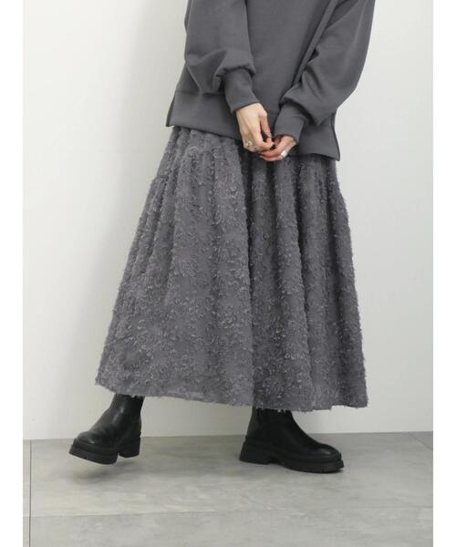 Samansa Mos2 blue（サマンサモスモスブルー）の「フェザー切替スカート（スカート・レディース・グレー/ブラック/キナリ・F）」の3枚目の写真