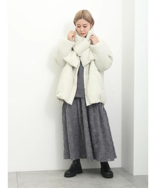 Samansa Mos2 blue（サマンサモスモスブルー）の「フェザー切替スカート（スカート・レディース・グレー/ブラック/キナリ・F）」の8枚目の写真