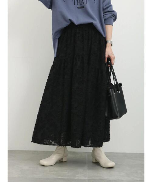 Samansa Mos2 blue（サマンサモスモスブルー）の「フェザー切替スカート（スカート・レディース・グレー/ブラック/キナリ・F）」の10枚目の写真