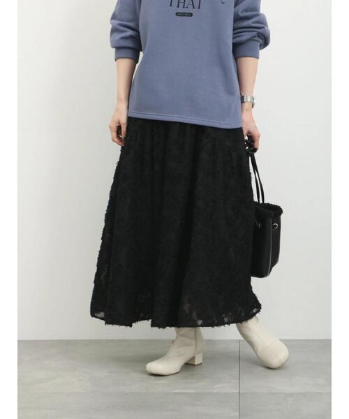 Samansa Mos2 blue（サマンサモスモスブルー）の「フェザー切替スカート（スカート・レディース・グレー/ブラック/キナリ・F）」の14枚目の写真