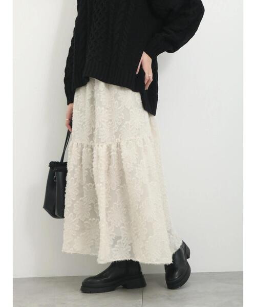 Samansa Mos2 blue（サマンサモスモスブルー）の「フェザー切替スカート（スカート・レディース・グレー/ブラック/キナリ・F）」の19枚目の写真