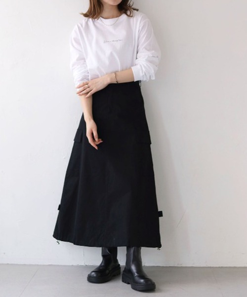 HER CLOSET（ハークローゼット）の「 【HER CLOSET】WEB限定カリグラフィーロゴロンT 新色追加 WEB LIMITED CALLIGRAPHY LOGO LONG TEE NEW COLOR（Tシャツ/カットソー・レディース・オフホワイト/ブラック/杢グレー・M/S/L）」の5枚目の写真