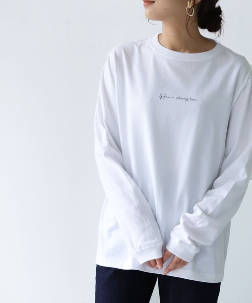 HER CLOSET（ハークローゼット）の「 【HER CLOSET】WEB限定カリグラフィーロゴロンT 新色追加 WEB LIMITED CALLIGRAPHY LOGO LONG TEE NEW COLOR（Tシャツ/カットソー・レディース・オフホワイト/ブラック/杢グレー・M/S/L）」の8枚目の写真