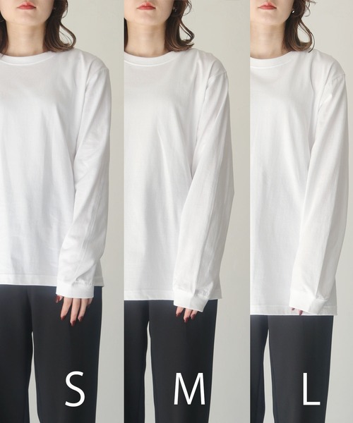 HER CLOSET（ハークローゼット）の「 【HER CLOSET】WEB限定カリグラフィーロゴロンT 新色追加 WEB LIMITED CALLIGRAPHY LOGO LONG TEE NEW COLOR（Tシャツ/カットソー・レディース・オフホワイト/ブラック/杢グレー・M/S/L）」の19枚目の写真