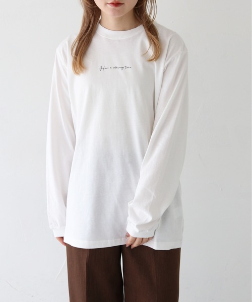 HER CLOSET（ハークローゼット）の「 【HER CLOSET】WEB限定カリグラフィーロゴロンT 新色追加 WEB LIMITED CALLIGRAPHY LOGO LONG TEE NEW COLOR（Tシャツ/カットソー・レディース・オフホワイト/ブラック/杢グレー・M/S/L）」の20枚目の写真