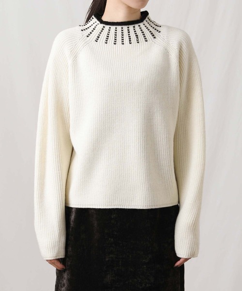 MARIED'OR(マリードール)の「5G畦ネック刺繍ボトルネックニット(ニット/セーター・レディース・ブラック×ホワイト/ホワイト×ブラック・FREE)」の20枚目の写真