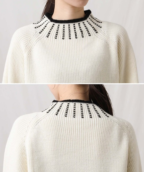 MARIED'OR(マリードール)の「5G畦ネック刺繍ボトルネックニット(ニット/セーター・レディース・ブラック×ホワイト/ホワイト×ブラック・FREE)」の22枚目の写真