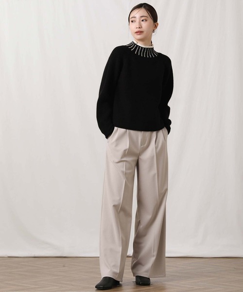 MARIED'OR(マリードール)の「5G畦ネック刺繍ボトルネックニット(ニット/セーター・レディース・ブラック×ホワイト/ホワイト×ブラック・FREE)」の12枚目の写真