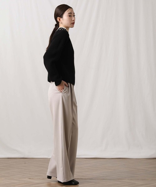 MARIED'OR(マリードール)の「5G畦ネック刺繍ボトルネックニット(ニット/セーター・レディース・ブラック×ホワイト/ホワイト×ブラック・FREE)」の13枚目の写真