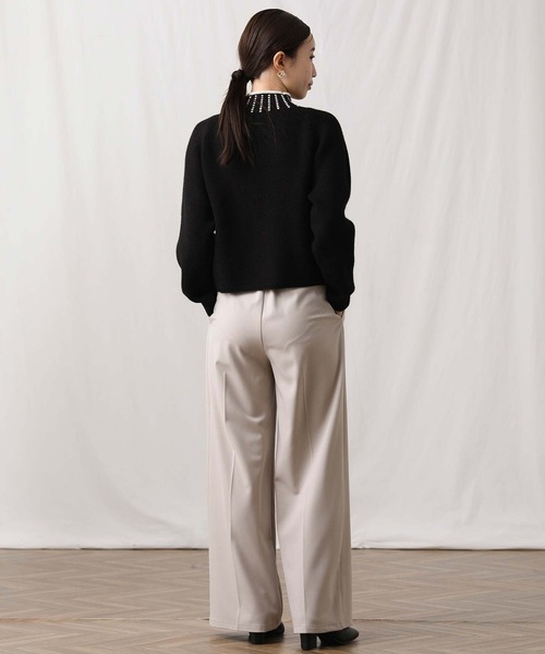 MARIED'OR(マリードール)の「5G畦ネック刺繍ボトルネックニット(ニット/セーター・レディース・ブラック×ホワイト/ホワイト×ブラック・FREE)」の14枚目の写真