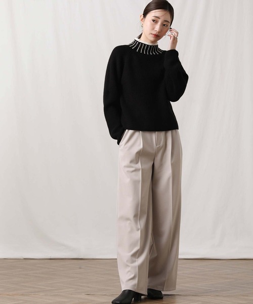 MARIED'OR(マリードール)の「5G畦ネック刺繍ボトルネックニット(ニット/セーター・レディース・ブラック×ホワイト/ホワイト×ブラック・FREE)」の15枚目の写真