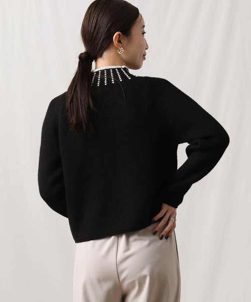 MARIED'OR(マリードール)の「5G畦ネック刺繍ボトルネックニット(ニット/セーター・レディース・ブラック×ホワイト/ホワイト×ブラック・FREE)」の18枚目の写真