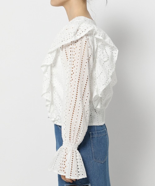 mysty woman（ミスティウーマン）の「コットンレースフリルブラウス　106894（シャツ/ブラウス・レディース・アイボリー/オフホワイト・FREE）」の12枚目の写真