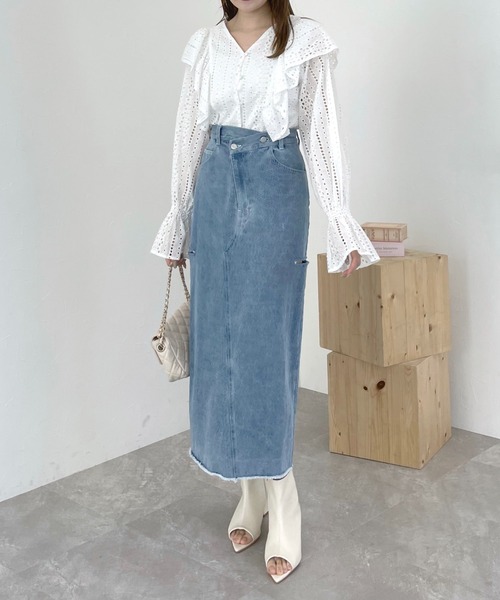 mysty woman（ミスティウーマン）の「コットンレースフリルブラウス　106894（シャツ/ブラウス・レディース・アイボリー/オフホワイト・FREE）」の18枚目の写真