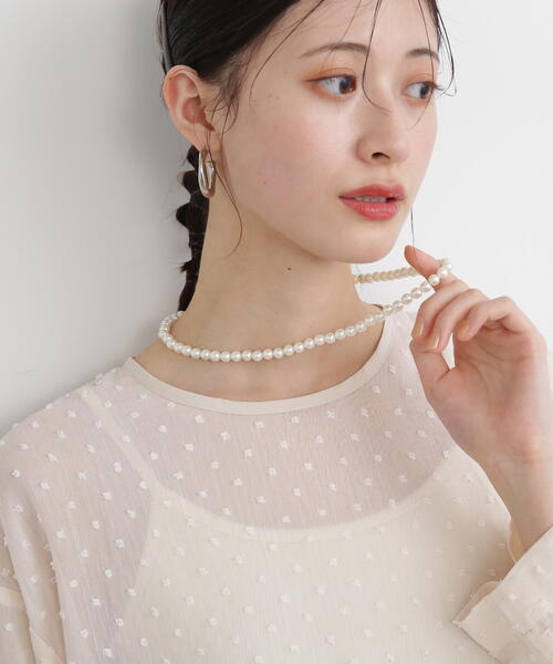 N.(N. Natural Beauty Basic)(エヌエヌナチュラルビューティーベーシック)の「◆ミニパールネックレス(ネックレス・レディース・ホワイト・フリ-)」の3枚目の写真