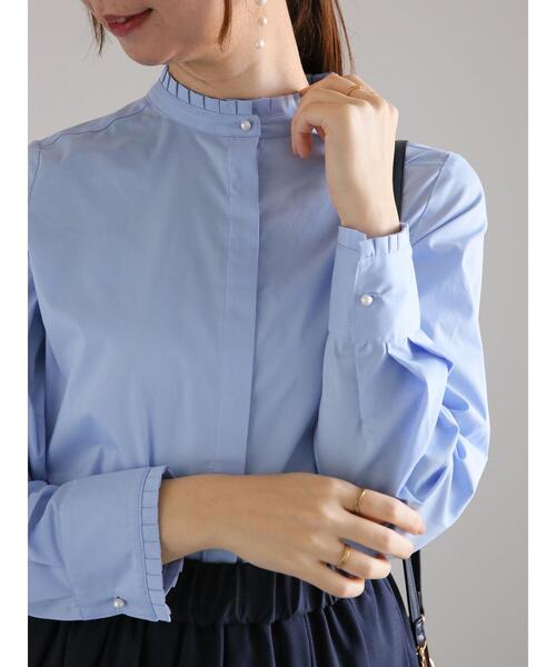 Te chichi（テチチ）の「パール釦スタンドフリルブラウス（シャツ/ブラウス・レディース・グレー/オフホワイト/ブルー・F）」の14枚目の写真