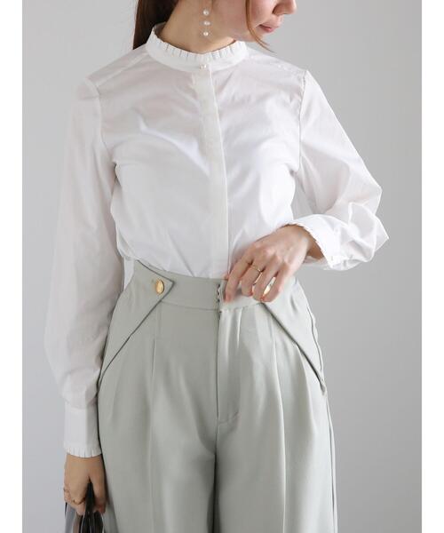 Te chichi（テチチ）の「パール釦スタンドフリルブラウス（シャツ/ブラウス・レディース・グレー/オフホワイト/ブルー・F）」の22枚目の写真