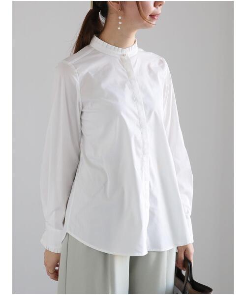 Te chichi（テチチ）の「パール釦スタンドフリルブラウス（シャツ/ブラウス・レディース・グレー/オフホワイト/ブルー・F）」の9枚目の写真