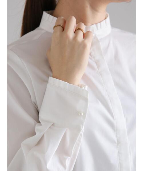 Te chichi（テチチ）の「パール釦スタンドフリルブラウス（シャツ/ブラウス・レディース・グレー/オフホワイト/ブルー・F）」の4枚目の写真