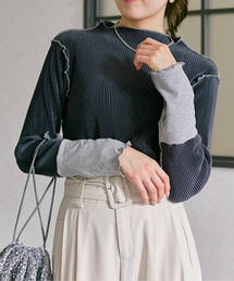 袖先配色プリーツメロープルオーバー