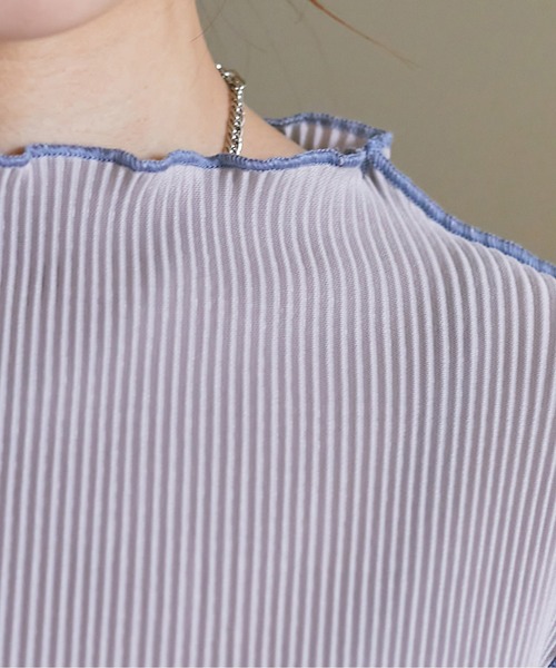 Thevon（ゼボン）の「袖先配色プリーツメロープルオーバー（Tシャツ/カットソー・レディース・グレー/チャコールグレー/ライトベージュ/ライム/ベージュ・FREE）」の21枚目の写真