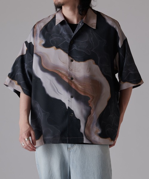 Lui's（ルイス）の「マーブル柄半袖シャツ（シャツ/ブラウス・メンズ・ブラック/ホワイト・S/M）」の17枚目の写真