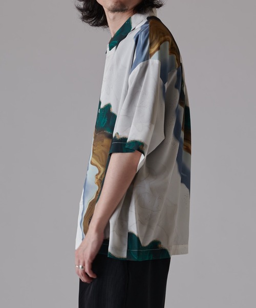 Lui's（ルイス）の「マーブル柄半袖シャツ（シャツ/ブラウス・メンズ・ブラック/ホワイト・S/M）」の4枚目の写真