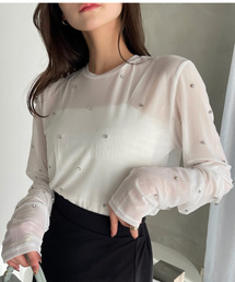 Ada. | ビジュー付き メッシュ プルオーバー(Tシャツ/カットソー)