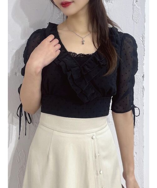 EATME(イートミー)の「ドロストスリーブショートTOP(シャツ/ブラウス・レディース・ブラック/グレー/オフホワイト・FREE)」の3枚目の写真