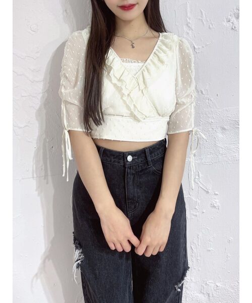 EATME(イートミー)の「ドロストスリーブショートTOP(シャツ/ブラウス・レディース・ブラック/グレー/オフホワイト・FREE)」の7枚目の写真