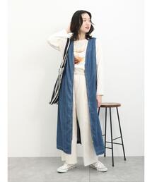 Samansa Mos2 blue | 【ECO DENIM】マルチwayジャンパースカート(ワンピース)