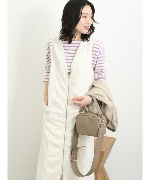 Samansa Mos2 blue(サマンサモスモスブルー)の「【ECO DENIM】マルチwayジャンパースカート(ワンピース・レディース・キナリ/ブルー/ネイビー・F)」の1枚目の写真