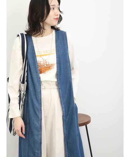 Samansa Mos2 blue(サマンサモスモスブルー)の「【ECO DENIM】マルチwayジャンパースカート(ワンピース・レディース・キナリ/ブルー/ネイビー・F)」の4枚目の写真
