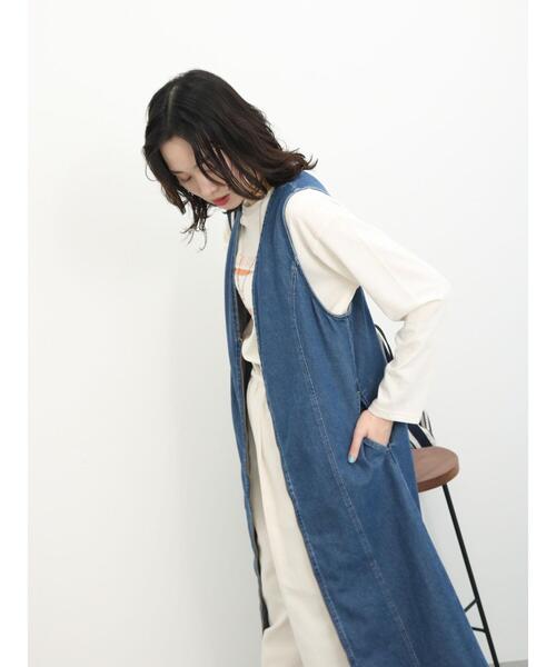 Samansa Mos2 blue(サマンサモスモスブルー)の「【ECO DENIM】マルチwayジャンパースカート(ワンピース・レディース・キナリ/ブルー/ネイビー・F)」の5枚目の写真