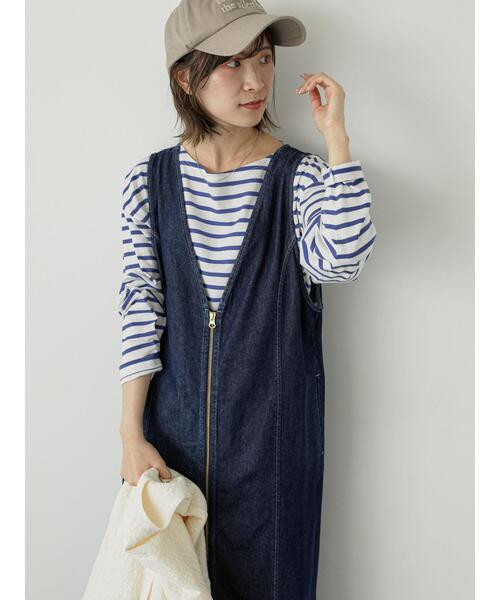 Samansa Mos2 blue(サマンサモスモスブルー)の「【ECO DENIM】マルチwayジャンパースカート(ワンピース・レディース・キナリ/ブルー/ネイビー・F)」の9枚目の写真