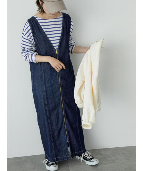 Samansa Mos2 blue(サマンサモスモスブルー)の「【ECO DENIM】マルチwayジャンパースカート(ワンピース・レディース・キナリ/ブルー/ネイビー・F)」の10枚目の写真
