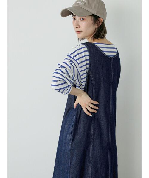 Samansa Mos2 blue(サマンサモスモスブルー)の「【ECO DENIM】マルチwayジャンパースカート(ワンピース・レディース・キナリ/ブルー/ネイビー・F)」の13枚目の写真