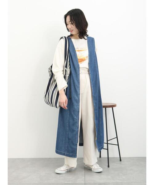 Samansa Mos2 blue(サマンサモスモスブルー)の「【ECO DENIM】マルチwayジャンパースカート(ワンピース・レディース・キナリ/ブルー/ネイビー・F)」の20枚目の写真