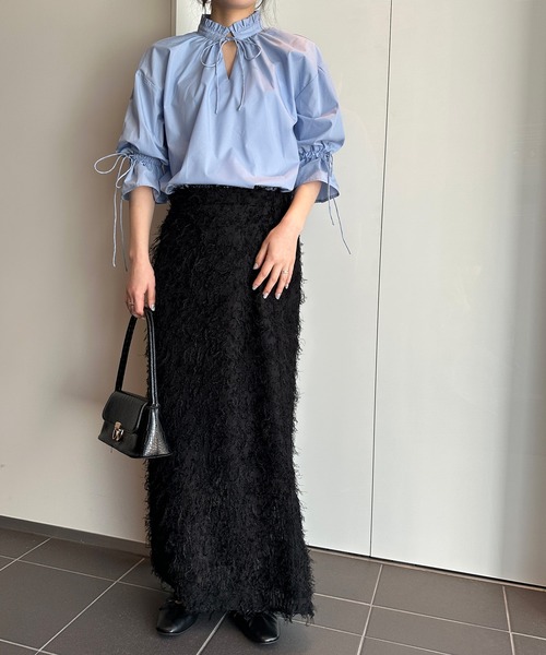 solleim(ソルレム)の「プチフリルリボンブラウス(シャツ/ブラウス・レディース・ブルー/オフホワイト/ブラック/イエロー・M)」の8枚目の写真