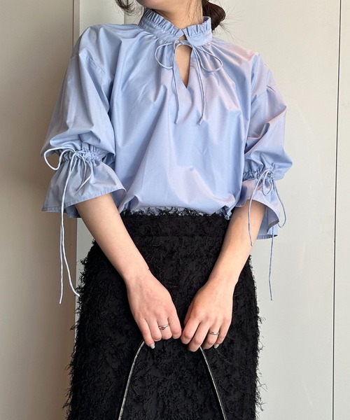 solleim(ソルレム)の「プチフリルリボンブラウス(シャツ/ブラウス・レディース・ブルー/オフホワイト/ブラック/イエロー・M)」の10枚目の写真