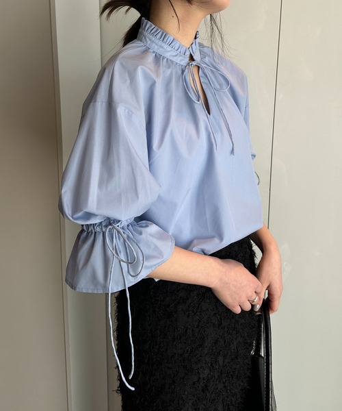 solleim(ソルレム)の「プチフリルリボンブラウス(シャツ/ブラウス・レディース・ブルー/オフホワイト/ブラック/イエロー・M)」の11枚目の写真